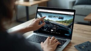 User browsing a futuristic website that allows him to test drive a car virtually using AR/VR integrated in the website. The websites of future will offer far greater experience to users. Technologies like AR/VR, Animation, UI/UX, and AI will change the website designing landscape.
